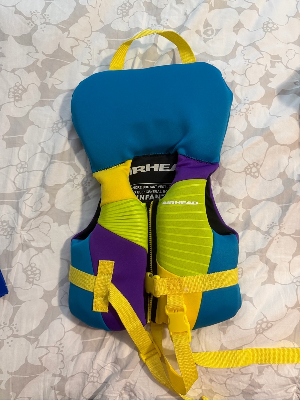 Airhead Infant Neoprene Life Jacket - Blue, yellow, Purple & Lime